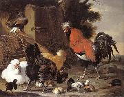 Melchior de Hondecoeter A Cock, Hens and Chicks Spain oil painting artist